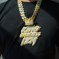 Collier Hip Hop Personnalisé Vintage avec Pendentif Lettre Moissanite Sertie de Pierres, en Argent Sterling 925, Bijoux de Rappeur