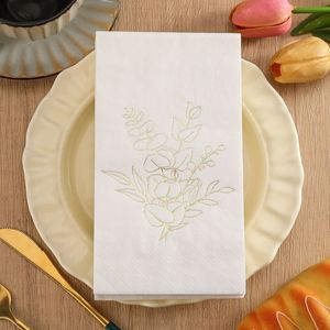 Paper Napkins 330mmx400mm Printed Gold Floral Design Themed Party Disposable Serviettes - Product Image 3