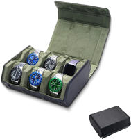 Estuche de Viaje para 6 Relojes de Hombre, de Cuero, con Forro de Terciopelo, a Prueba de Polvo, Organizador de Almacenamiento y Exhibición de Relojes de Lujo para Uso en Exteriores