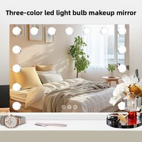 Miroir de maquillage de salle de bain éclairé par LED avec cadre en métal, design princesse, HD, avec ampoules