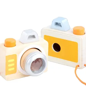 Kinderen Kinderkamer Decor Speelgoed Regenboog Kleur Met Multi-Prisma Lens Bee Eye Kinderen Mini Baby Houten Speelgoed Camera