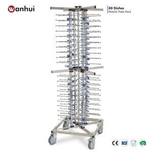 Commercial Four Sided 40 80 <b>Plates</b> Capacity Stainless Steel Mobile <b>Plate</b> <b>Rack</b> with Casters - Product Image 1