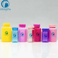Bouteille ronde en PET de 100 ml, col de 38 mm, qualité alimentaire, pour capsules de suppléments vitaminiques, emballage de bonbons, conteneur plastique personnalisé, vente en gros