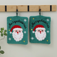 Serviette de toilette suspendue en polaire corail brodée pour Noël, serviette décorative absorbante pour cuisine et salle de bain, cadeau de Noël