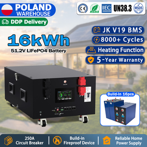 แบตเตอรี่ลิเธียมแบบเรียงซ้อน โพลิช แวร์เฮาส์ มากาซิน เอนเนอร์จี 48V 16kWh JK V19 200A BMS Lifepo4 พร้อมระบบทำความร้อน 8000 รอบการใช้งาน - Product Image 1