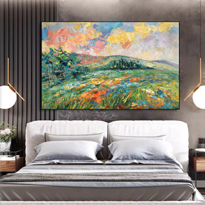 100% hecho a mano hermosos colores paisaje montaña río pinturas al óleo hecho a mano pintado pintura abstracta lienzo - Product Image 6