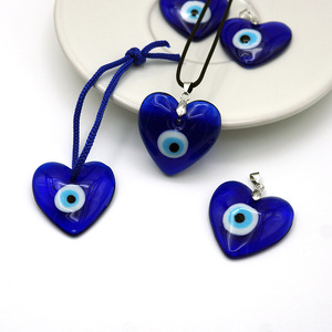 Kingcome Blue Devil's Eyes Herzförmige Anhänger Halsketten Türkisch Griechisch Ornament Zubehör Evil Angel Eye Halskette - Product Image 2