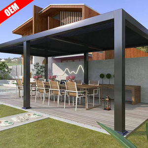 Gazebo de aluminio resistente al agua completamente automático con techo de persianas plegable deslizante retráctil para pérgola de dosel al aire libre - Product Image 1