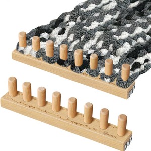 Machine à tricoter en bois massif avec 8 crochets pour la fabrication de couvertures, outil de tricot manuel, forme ovale, couleur naturelle, design durable - Product Image 1