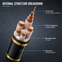 Kabel Daya Udara YJV2*16 450V Tegangan Rendah Tembaga Murni Berisolasi PVC Berjaket Tahan Api Kelas C 90C