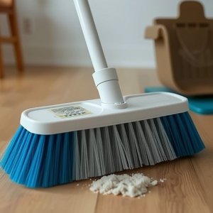 Balai à poils doux, poils en nylon, manche en plastique, nettoyage des sols, usage domestique - Product Image 1