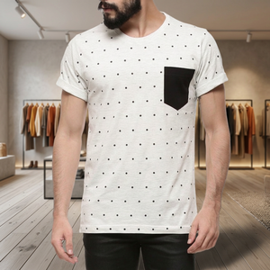 เสื้อยืดผู้ชายผ้าเจอร์ซีย์คอตตอน 100% พิมพ์ลายทั่วตัว ป้องกันการหดตัวและป้องกันการเป็นขุย ผลิตในบังกลาเทศ - Product Image 3