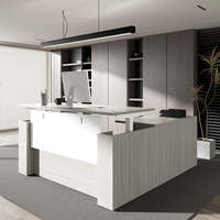 Bureau de direction en forme de L avec double moteur électrique réglable levage debout Table de bureau ergonomique