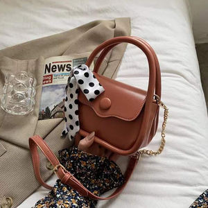 Bolso Cuadrado Mini Directo de Fábrica con Pañuelo y Cadena para Mujer, Bolso Cruzado de PU - Product Image 3