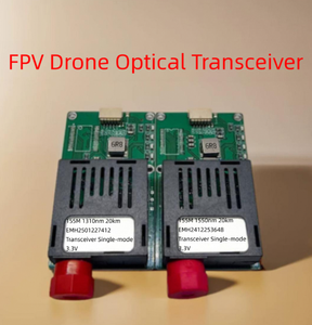 ชุดเครื่องส่ง/รับสัญญาณไฟเบอร์ออปติกสำหรับ UAV (ส่วนบนและส่วนล่าง) - 1x วิดีโอ และ 1x TTL - Product Image 1