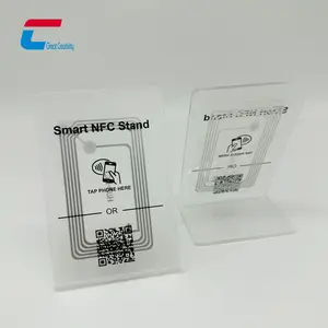 Custom NFC Chip Google Social Media Review Display Transparent Acrylic NFC Review Table Menu Stand