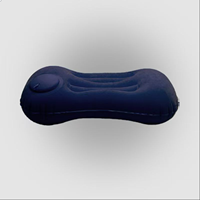 Oreiller de soutien cervical gonflable pressurisé, épais, pliable, portable, pour le camping en extérieur et les voyages, en polyester, de forme oblongue
