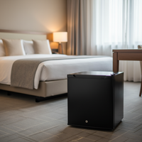 Kulkas Mini Listrik Wiberda Hitam Kecil 20-60L 220-240V Pendingin Display Plastik Logam untuk Hotel Restoran