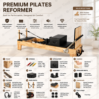Machine de Pilates Reformer Professionnelle en Bois de Chêne, Équipement de Studio Complet pour Intérieur de Gym, Matériel de Studio Pilates Power Pro Deco