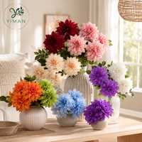 Bunga Dahlia Sutra Ungu YM Faux 7 Kepala, Bunga Dahlia Buatan Ramah Lingkungan untuk Dekorasi Pernikahan, Rumah, Acara, Grosir