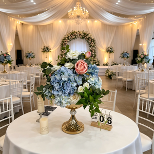 Mini Large Blue <b>Artificial</b> Silk <b>Hydrangea</b> Flower Ball Wedding Valentine's Day Table Centerpiece Decor Natural Floral - Product Image 4