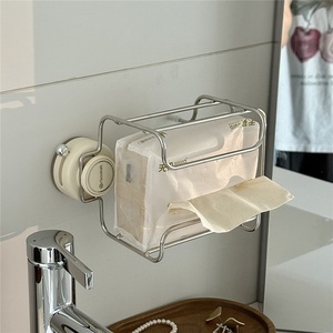 Zinc Alloy Wall-Mounted Punch-Free Napkin <b>Paper</b> Towel Rack with Wet <b>Tissue</b> Storage for Hotel Bathroom - Product Image 1