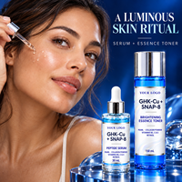 Ensemble de soins de la peau au peptide de cuivre GHK-Cu en marque propre avec crème éclaircissante, tonique au collagène et sérum facial pour une peau éclatante
