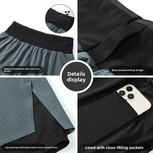 <span class=keywords><strong>Pantalones</strong></span> <span class=keywords><strong>Cortos</strong></span> Deportivos para <span class=keywords><strong>Hombre</strong></span>, para Trail Running, con Cordón, Cintura Alta, Doble Capa, para <span class=keywords><strong>Senderismo</strong></span> al Aire Libre - Product Image 2
