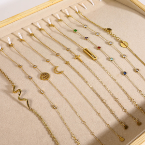 Braccialetti in acciaio inossidabile con zircone geometrico con croce di luna placcato in oro per donna gioielli di moda da donna - Product Image 4