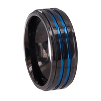 Bague d'éternité 8 mm en carbure de tungstène plaqué zinc noir avec incrustation de résine rouge de Cheng Jewelers, idéale pour un anniversaire