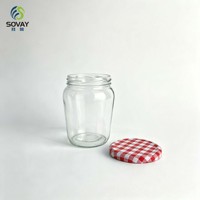 Pot de conservation en verre rond de 500 ml à grand diamètre, avec large ouverture à vis, transparent, pour la conservation des aliments en cuisine