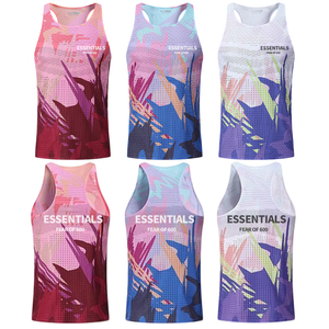 เสื้อกล้ามคอกลมโพลีเอสเตอร์ระบายอากาศ แห้งเร็ว แบบเรียบ 6 สีพื้น ไม่มีตะเข็บ ผ้าตาข่ายแบบ Wind Tunnel ขายส่ง - Product Image 2