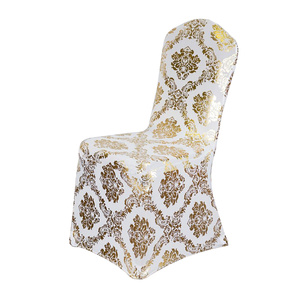 Vente en gros de housses de chaises damassées en spandex bon marché pour banquet de mariage - Product Image 2