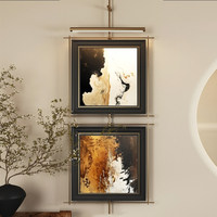 Lampe murale d'ambiance de luxe en toile et métal, ensemble d'œuvres d'art décoratives, deux tableaux modernes sur mesure pour hôtel et restaurant