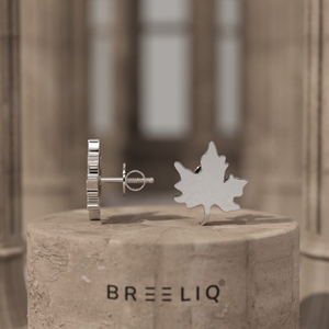 Pendientes de Oro Blanco Sólido de 14K con Forma de Hoja de Arce para Mujer, Joyería Minimalista Inspirada en la Naturaleza, Pendientes de Hoja de Otoño en Oro Liso, Regalo - Product Image 4