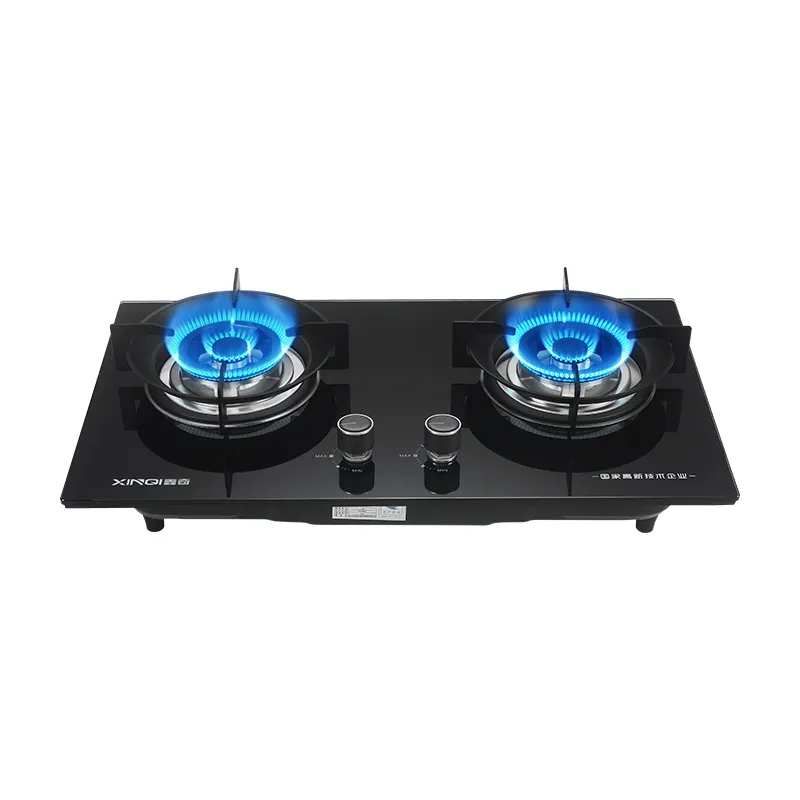 Home use kitchen appliance tempered glass double burner built in gas hob gas cooker gas stove