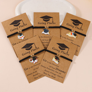 Nouveaux cadeaux de remise de diplôme : Robe de baccalauréat, toque de doctorat, bracelets style preppy, bracelets tressés pour étudiants avec carte d'inspiration - Product Image 5