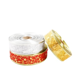 10 Iarde 5cm Nastro Fiocco Ecologico Riciclato con Fiocchi di Neve per Decorazioni Natalizie, Regali, Artigianato e Casa - Blu, Oro, Rosso - Product Image 4