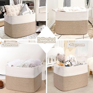 Handheld cotton rope <b>toy</b> storage basket hand woven storage basket storage basket - Product Image 4
