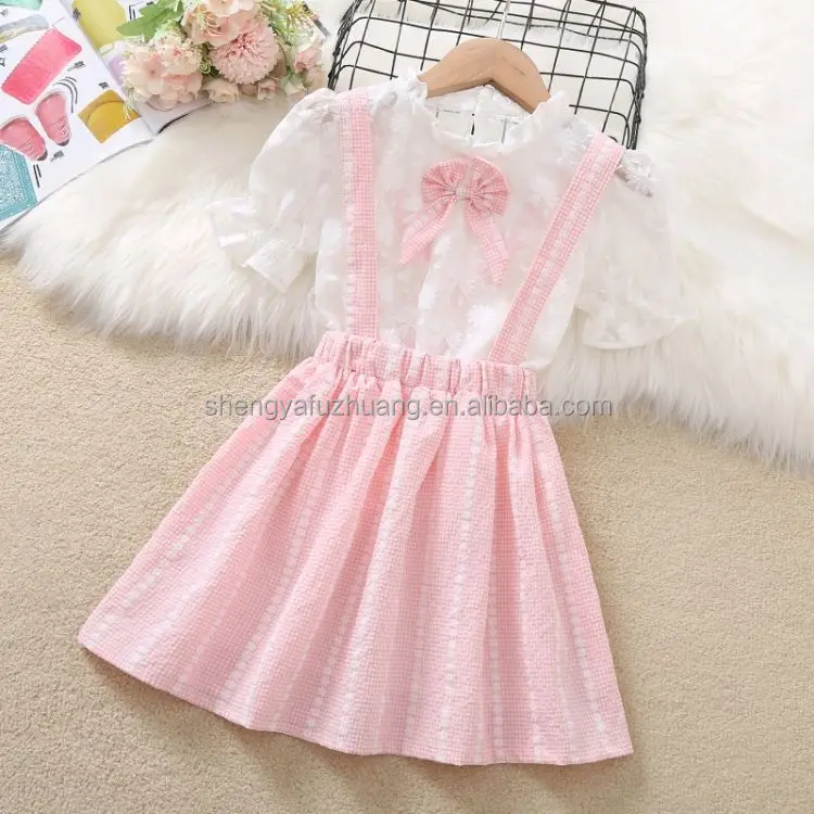 Chinese supplier girl beautiful dress girl lovely dress set two piece set Girl Dress Set