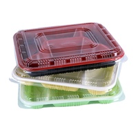Jetable PP En Plastique Bento Déjeuner Boîte Divisée 3 Compartiments Repas Préparation Conteneur Plateau En Relief Ménage Vaisselle