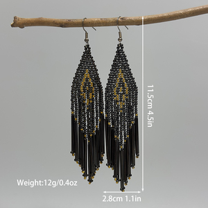 Bông tai tua rua lớn phong cách Bohemian dành cho nữ AHAYA, làm thủ công, kiểu dáng nổi bật, tua rua dài, quà tặng dành cho người yêu thích phong cách Boho. - Product Image 3