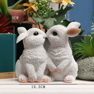 Joli lapin animaux Statue ornement résine lapin lapin Figurines décor pour la maison jardin fête de pâques décor - Product Image 3