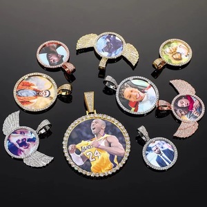 Personalized Photo Pendant Zircon Round <b>Solid</b> DIY Full Diamond <b>Necklace</b> Gift Jewelry Accessories - Product Image 2