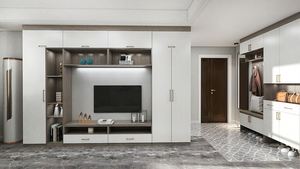 Soporte de TV LCD de madera moderno para sala de estar <span class=keywords><strong>IMK</strong></span>, con gabinetes de almacenamiento, gabinetes de TV de pared - Product Image 3