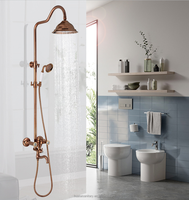 Robinet mélangeur d'eau en laiton chromé noir, robinet coulissant doré, ensemble de robinetterie de salle de bain, colonne de douche dorée