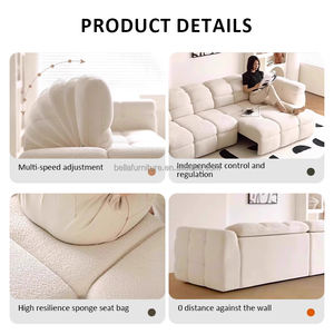 Canapé-Lit Télescopique Électrique Crème Bicolore Multifonctionnel Ajustable en Tissu Durable pour <span class=keywords><strong>Salon</strong></span> - Product Image 3