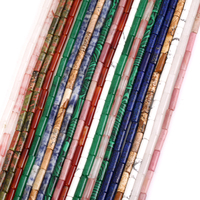 4x13mm pierre naturelle colorée sédiments de mer jaspes perles longues perles cylindriques pour la fabrication de bijoux bracelet à bricoler soi-même accessoires 15''