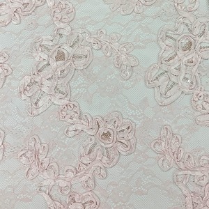 Tela de Encaje de Malla <span class=keywords><strong>con</strong></span> Patrón de <span class=keywords><strong>Flores</strong></span> de Poliéster No Elástico, Bordada <span class=keywords><strong>con</strong></span> Lentejuelas y Tul Elegante, para Vestidos de Novia - Product Image 3