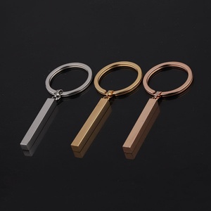 18K Gold PVD Plated Keychains Good Quality Blank bar Pendant Customized Cuboid Keychain Stainless Steel Pendant Jewelry - Product Image 6